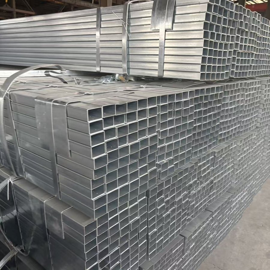 Bundles of galvanized square and rectangular steel tubing