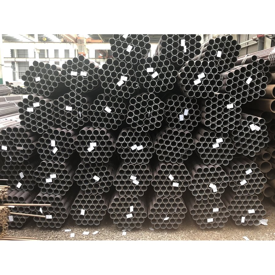 Large quantity carbon steel pipes in factory stockyard